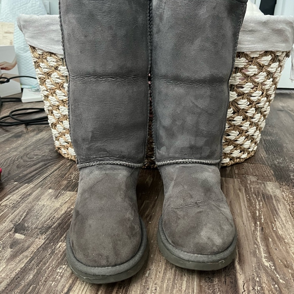 UGG Charcoal Fleece-Lined Boots